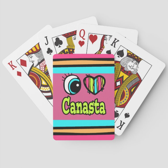 Jeu De Cartes Coeur des yeux lumineux J'aime Canasta (dos)