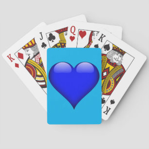 Jeu De Cartes Coeur en verre de bleu marine personnalisable