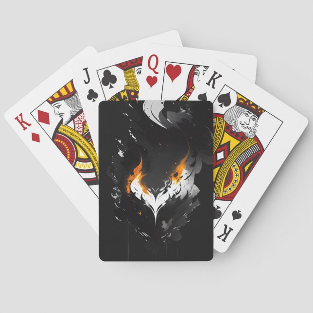 Jeu De Cartes Coeur foncé en feu (dos)