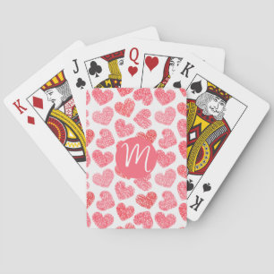 Jeu De Cartes Coeur mignon rouge griffé Saint Valentin Monogramm