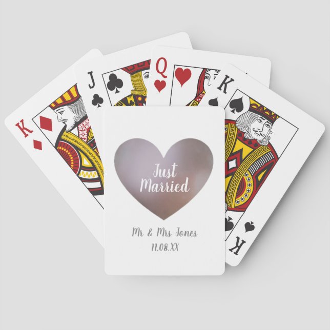 Jeu De Cartes Coeur pourpre juste marié (dos)