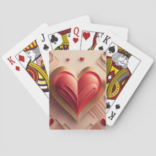 Jeu De Cartes Coeur rouge et or 3D