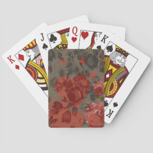 Jeu De Cartes Coeur rouge sur belle vintage florale