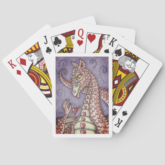 JEU DE CARTES COEUR SUR UNE CHAÎNE DRAGON ROSE VALENTINE, IMAGIN (dos)