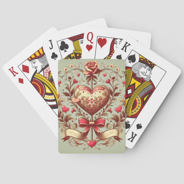 Jeu De Cartes Coeur vintage Valentine's day xoxo (dos)