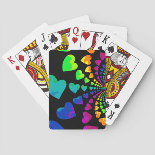 Jeu De Cartes Cœurs arc-en-ciel rétro sur fond noir