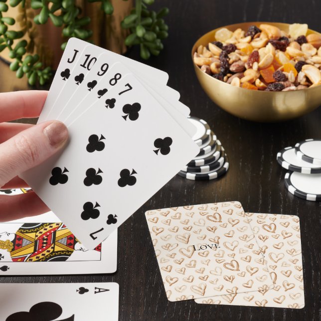 Jeu De Cartes Cœurs bruns crème Saint-Valentin Amour (In Situ)