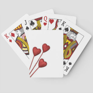 Jeu De Cartes Coeurs d'amour rouge sur bâtons