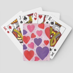 Jeu De Cartes Coeurs de la Saint-Valentin en rose, violet, rouge