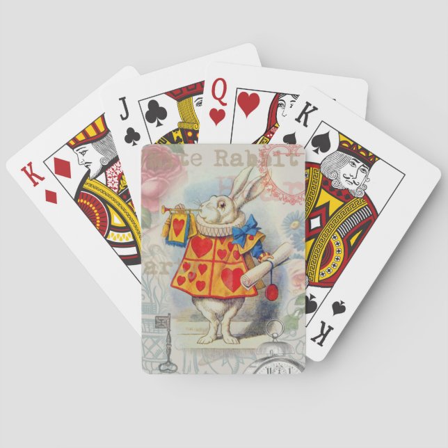 Jeu De Cartes Cœurs de Lapin Blanc Alice Classique (dos)