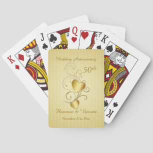 Jeu De Cartes Coeurs d'or 50e anniversaire de Mariage