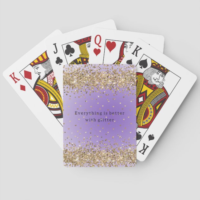 Jeu De Cartes Coeurs d'or Sparkle Purple Parties scintillant cit (dos)