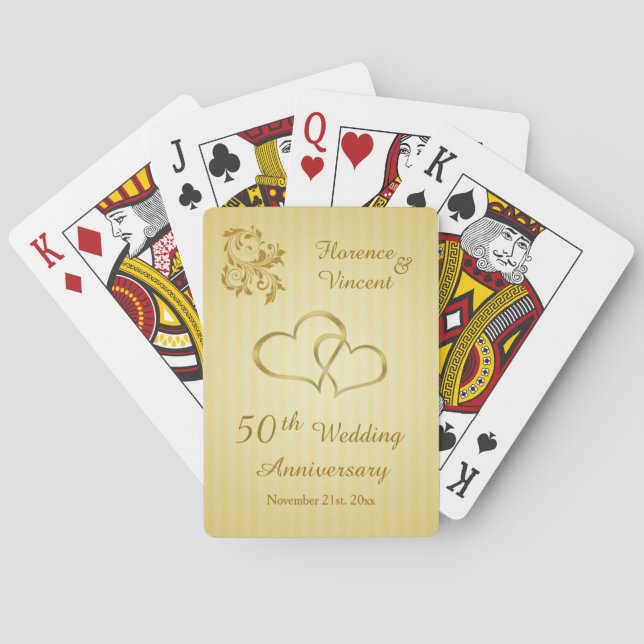Jeu De Cartes Coeurs d'or, tournois 50e anniversaire Mariage (dos)