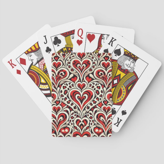Jeu De Cartes Cœurs doux rouges  (dos)