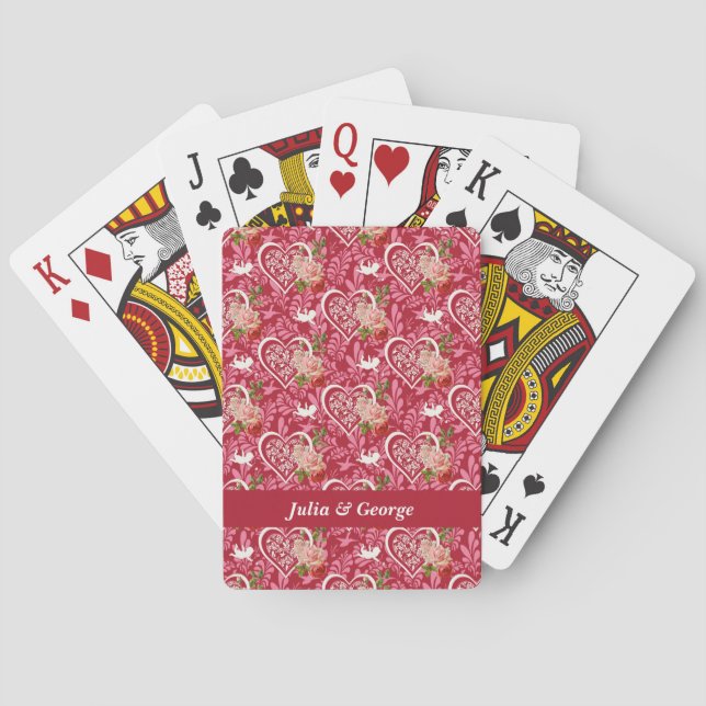 Jeu De Cartes Coeurs et fleurs Customisés (dos)