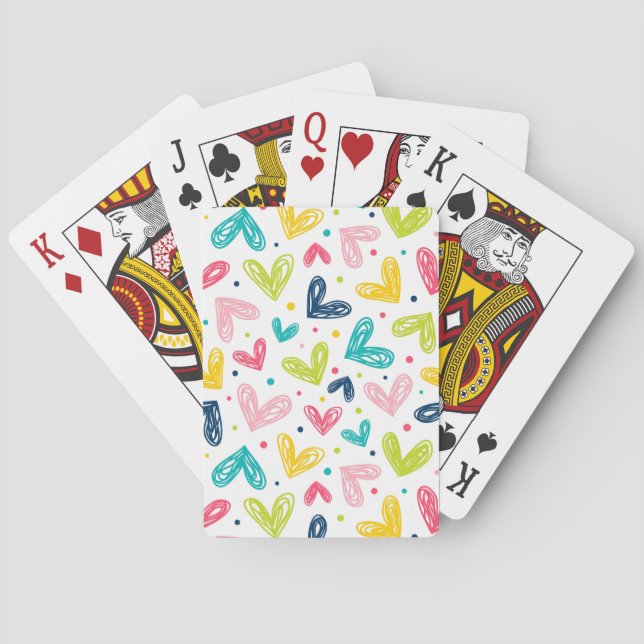 Jeu De Cartes Coeurs et points en style doodé (dos)