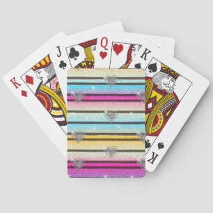 Jeu De Cartes Cœurs, Rayures et Paillettes