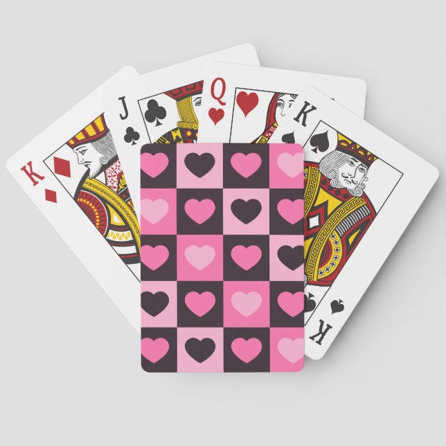 Jeu De Cartes Coeurs rose clair rose chaud rose bordeaux foncé À (dos)