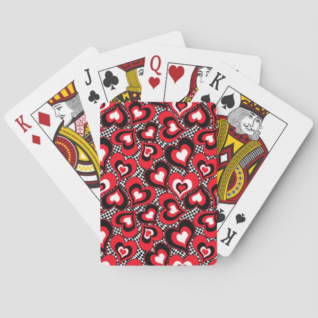 Jeu De Cartes Coeurs, rouge, noir, blanc (dos)