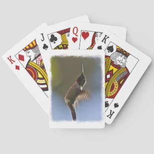 Jeu De Cartes Colibri sur le bord blanc du vol