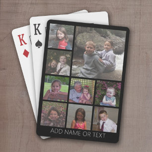 Jeu De Cartes Collage carré photo Noir 9 texte blanc simple