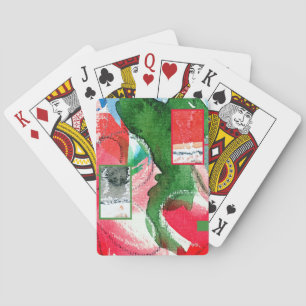Jeu De Cartes collage d'art abstrait, milieux mixtes et aquarell