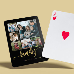 Jeu De Cartes collage de 6 photos famille noir or script de test