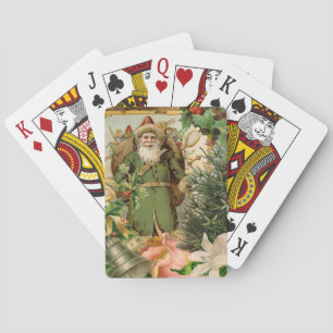Jeu De Cartes Collage de Noël Père Noël vert de l'ancien monde A