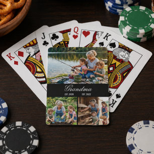 Jeu De Cartes Collage de photos de famille pour grand-mère perso