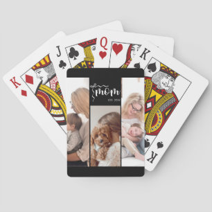 Jeu De Cartes Collage personnalisé de 3 photos Maman noire année