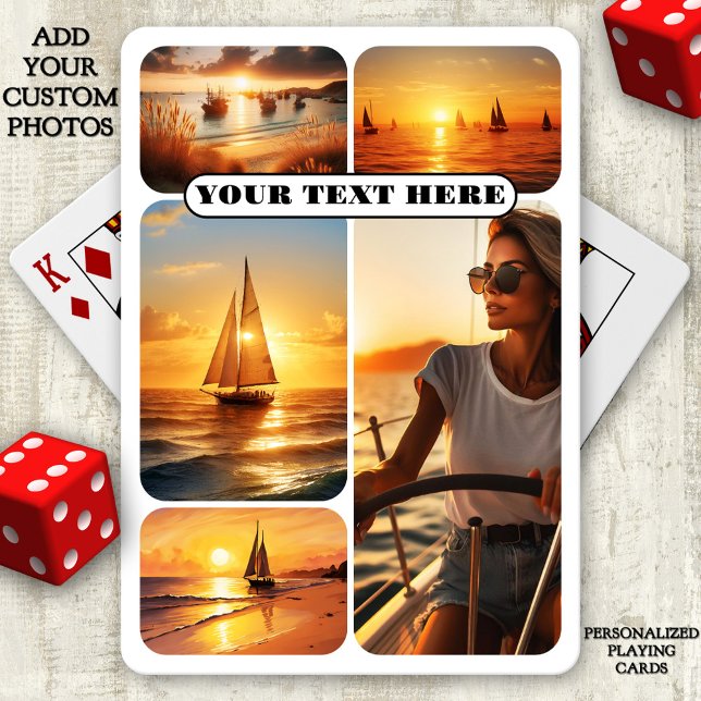 Jeu De Cartes Collage photo nautique Sailor Jouer Cartes (Playing cards featuring a photo collage with your favorite nautical photos. Great for a sailor.)