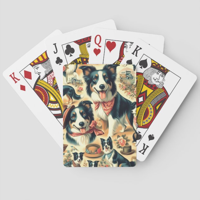 Jeu De Cartes Collie frontière mignonne sans joint (dos)