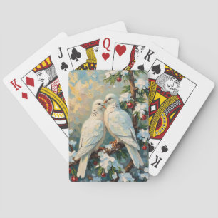 Jeu De Cartes Colombes de Noël vintage sur branche d'Évègreen en