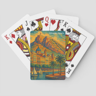 Jeu De Cartes Coloré Alicante Espagne Art Vintage Costa Blanca