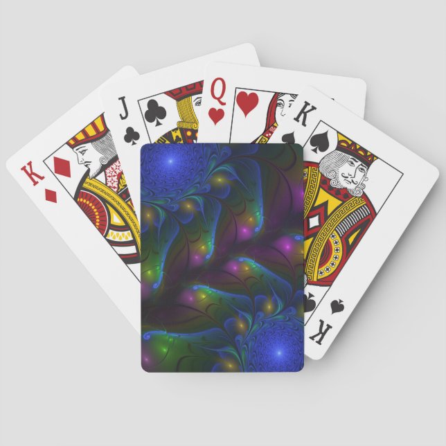 Jeu De Cartes Coloré Lumineux Abstrait moderne Trippy Fractal (dos)
