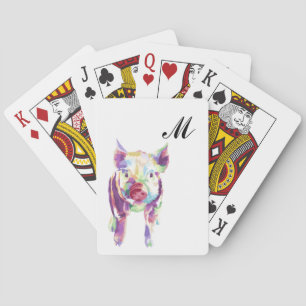 Jeu De Cartes Coloré Pop Art Pig Monogramme Lecture Cartes