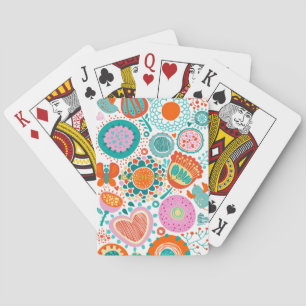 Jeu De Cartes Colorée Mignonne Oiseaux et Fleurs Rétro