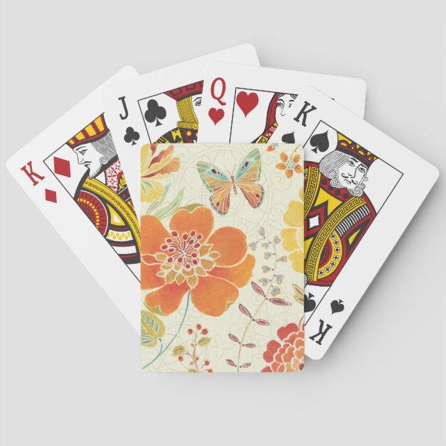 Jeu De Cartes Colorful Flowers and Butterflies (dos)