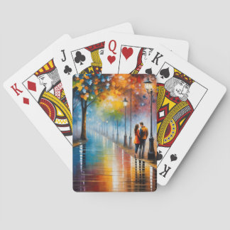 Jeu De Cartes Colorful Romantic Couple Street Night Painting