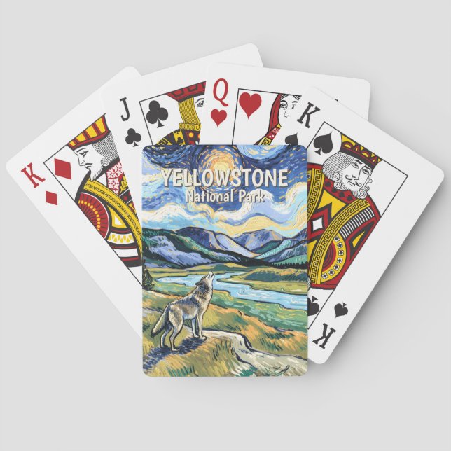 Jeu De Cartes Colorful Yellowstone National Park Wolf Howling (dos)