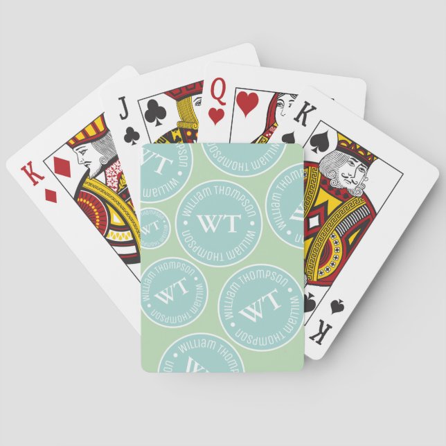 Jeu De Cartes Colors cool Nom Monogramme circulaire répété (dos)