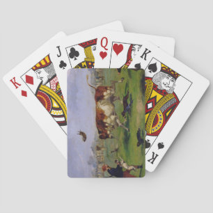 Jeu De Cartes Combat de taureau (huile sur papier marouflé sur p