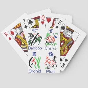 Jeu De Cartes Combinaisons de fleurs de Mahjong, Bleu, Rouge, Ve