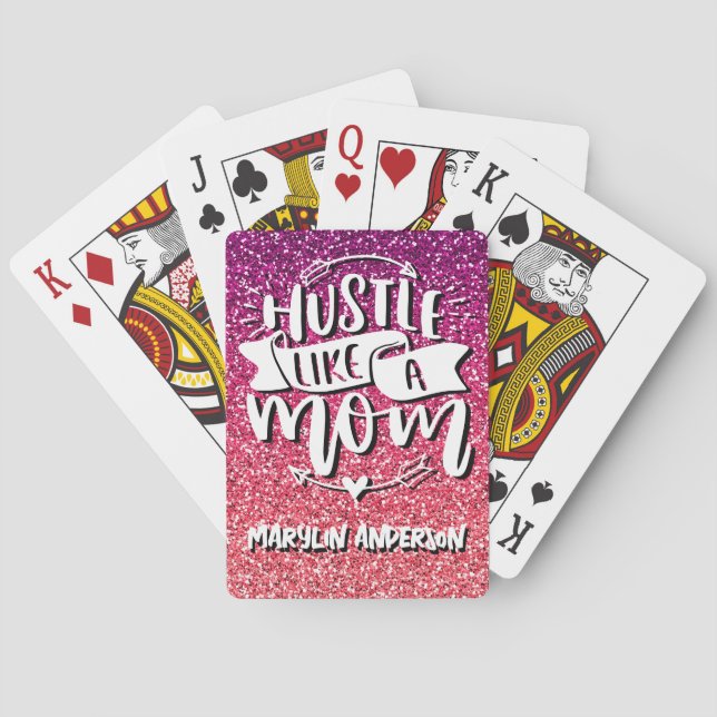 JEU DE CARTES COMME UNE PARTIES SCINTILLANT MOM TYPOGRAPHIE PERS (dos)