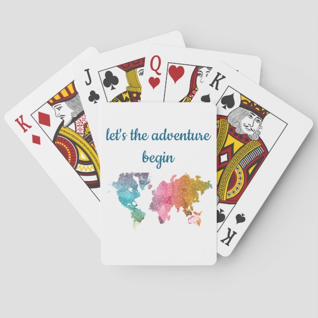 Jeu De Cartes Commençons l'aventure Carte du monde géométrique (dos)