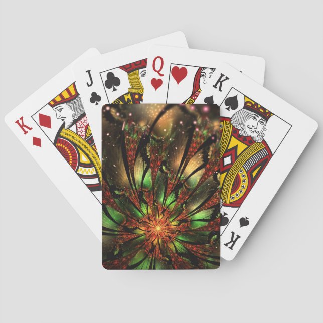 Jeu De Cartes Conception Abstraite des fleurs fractales. (dos)