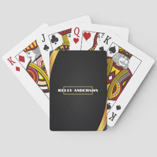 Jeu De Cartes Conception Abstraite Noir & Or avec Texte Personna