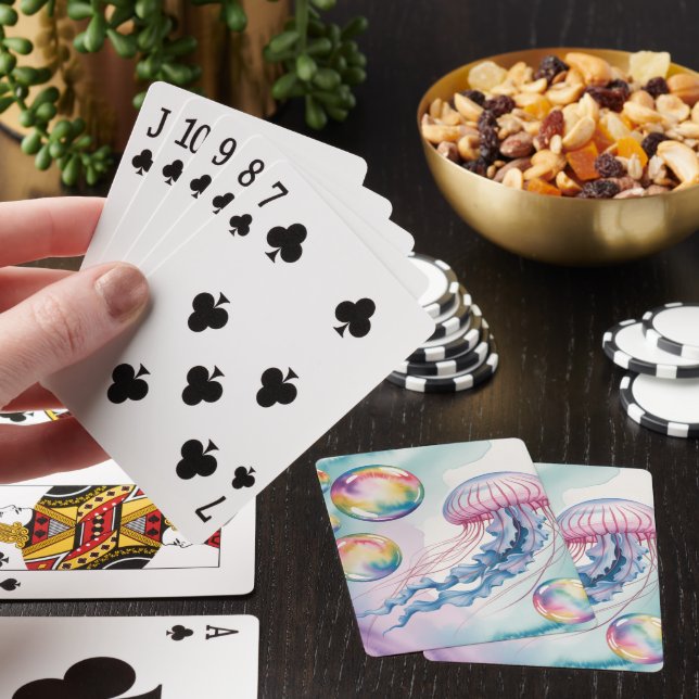 Jeu De Cartes Conception aquarelle de méduse arc-en-ciel fantais (In Situ)