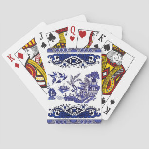 Jeu De Cartes Conception bleue bleue et blanche de saule de la
