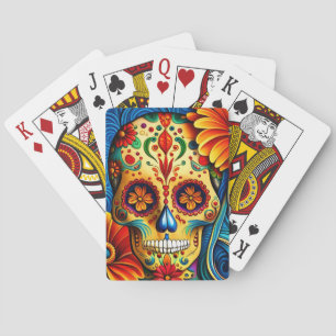 Jeu De Cartes Conception d'art populaire de crâne de sucre color